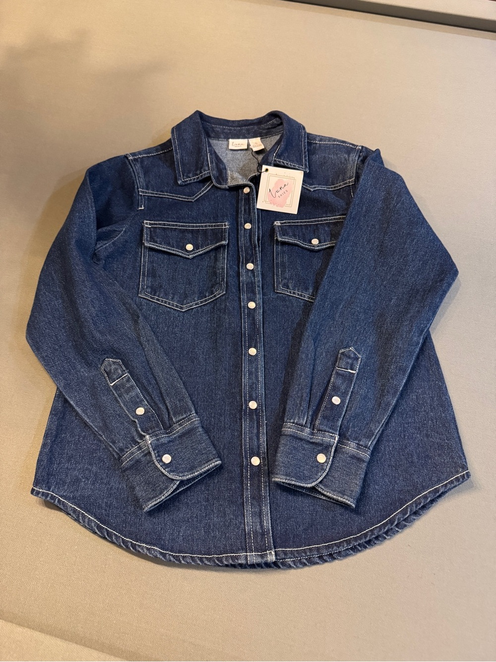 Classic Dark Blue Denim Button-Up Shirt